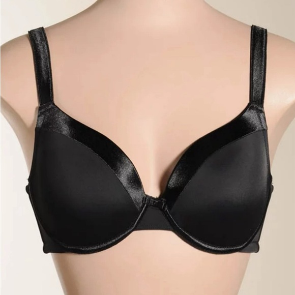 CARNIVAL‎ 512 Black Molded Tuxedo Low Plunge Full Figure Underwire Bra Sz 46DD - Picture 7 of 13